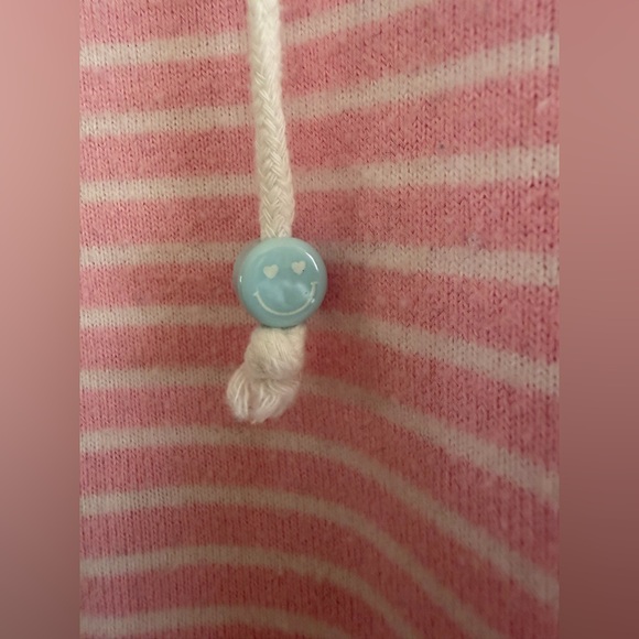 PJ SALVAGE HAPPY DAYS Pink and white Striped Hoodie and short, pajama set! - Picture 3 of 3